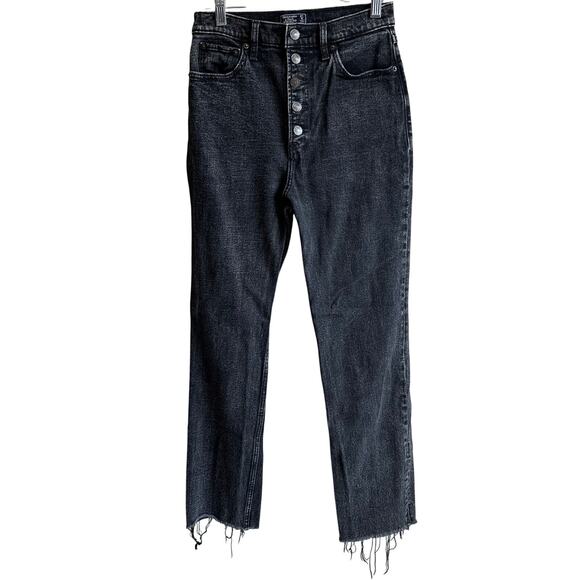 Abercrombie & Fitch LONG Ultra High Rise Straight Button Fly Jeans Black 27 4 - Picture 1 of 8